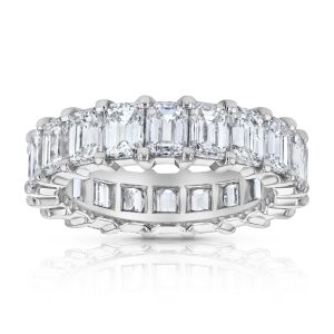 Women's 6.13 ct. Emerald Cut Natural Diamonds Eternity Band in 18K White Gold
