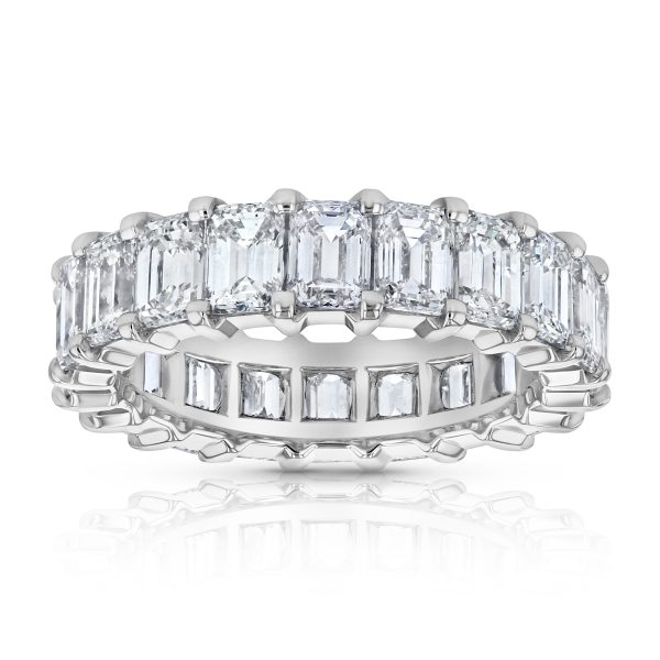 Women's 6.13 ct. Emerald Cut Natural Diamonds Eternity Band in 18K White Gold
