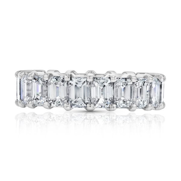 Women's 6.13 ct. Emerald Cut Natural Diamonds Eternity Band in 18K White Gold - Image 4