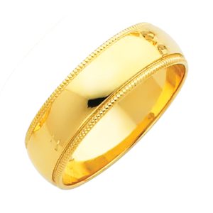 6.0 mm Milgrain Comfort Fit Wedding Band in 14K Yellow Gold