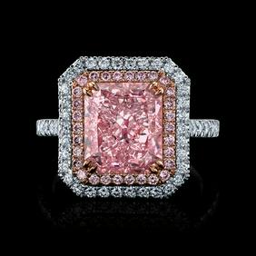 GIA 8.37 ct. Fancy Pink Internally Flawless Diamond Ring in 18k White Gold & Platinum