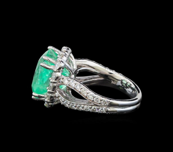 GIA 9.75 ct. Emerald & Diamonds Fashion Ring in 14K White Gold - Image 4