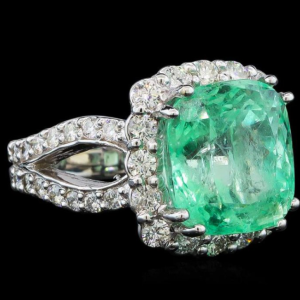GIA 9.75 ct. Emerald & Diamonds Fashion Ring in 14K White Gold