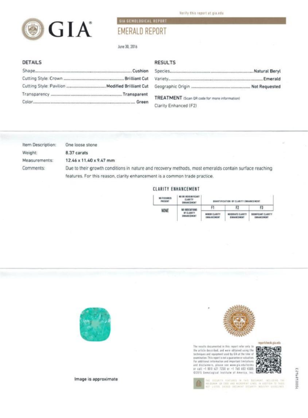 GIA 9.75 ct. Emerald & Diamonds Fashion Ring in 14K White Gold - Image 5