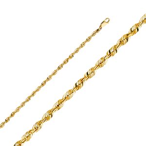 22" 4.0 mm Solid Rope Chain in 14K Yellow Gold