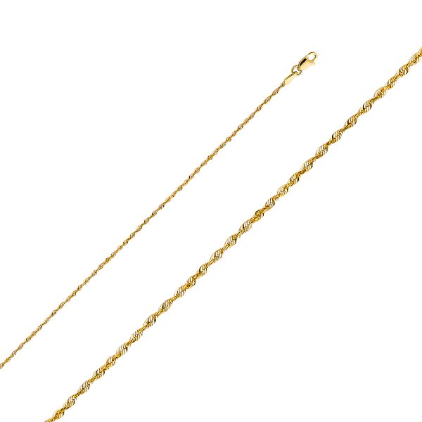 22" 1.5 mm Rope Chain in 14K Yellow Gold