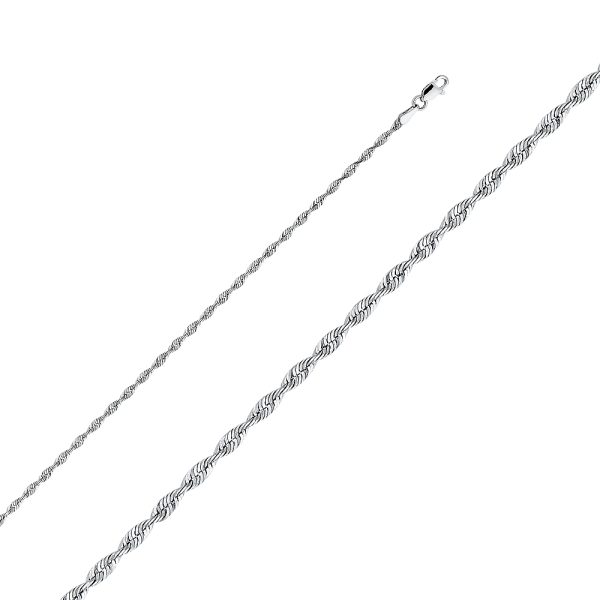 20" 2.5 mm Rope Chain in 14K White Gold