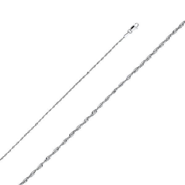 22" 1.5 mm Rope Chain in 14K White Gold