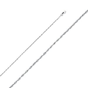 16" 1.5 mm Rope Chain in 14K White Gold