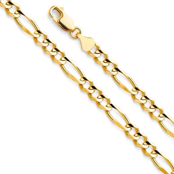 22" 4.7 mm Figaro 3+1 Concave Chain in 14K Yellow Gold