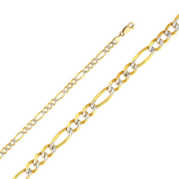 22" 4.7 mm Figaro 3+1 Designer Chain in 14K Yellow & White Gold