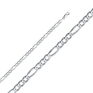 22" 4.7 mm Figaro 3+1 Concave Chain in 14K White Gold