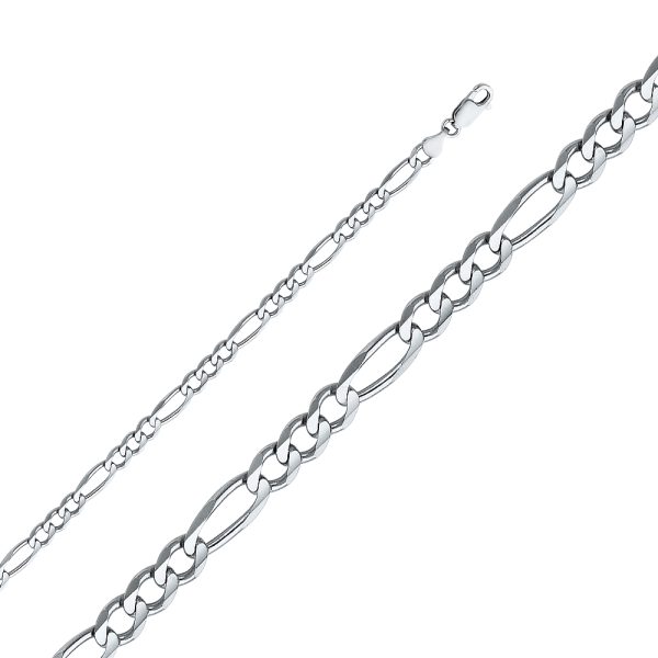 22" 4.7 mm Figaro 3+1 Concave Chain in 14K White Gold