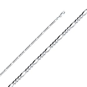 18" 3.1 mm Figaro 3+1 Concave Chain in 14K White Gold