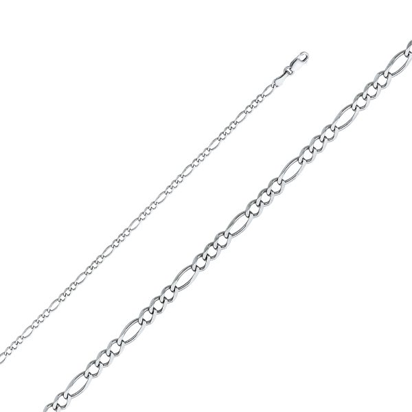 24" 2.7 mm Figaro 3+1 Concave Chain in 14K White Gold