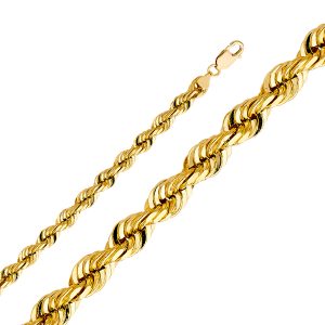 26" 7.0 mm Solid Rope Chain in 14K Yellow Gold