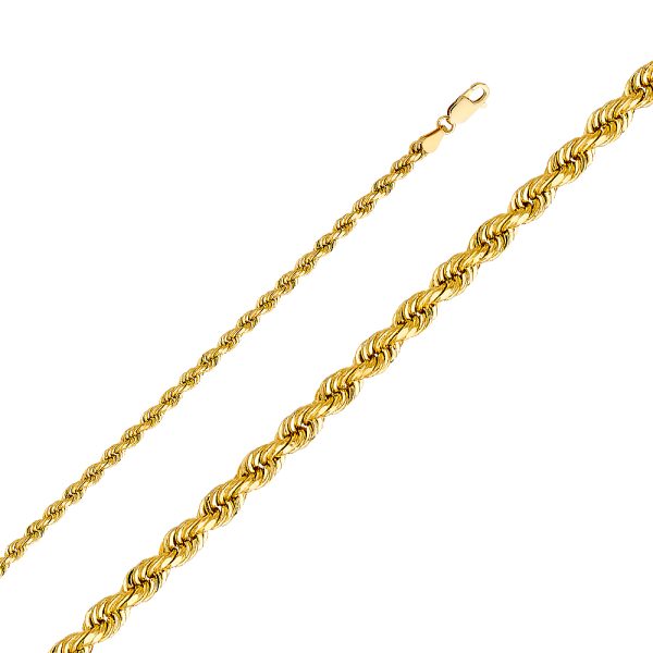 22" 3.9 mm Solid Rope Chain in 14K Yellow Gold