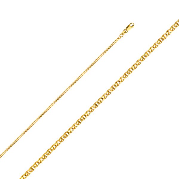 22" 2.0 mm Flat Open Wheat Necklace in 14K Yellow Gold