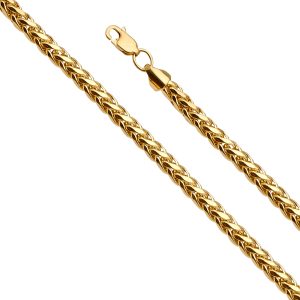 22" 4.1 mm Hollow Wheat Chain in 14K Yellow Gold