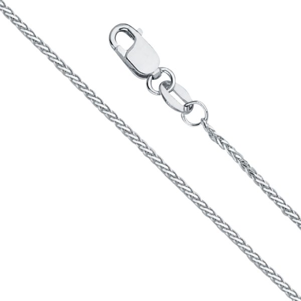 24" 1.0 mm Round Wheat Necklace in 14K White Gold