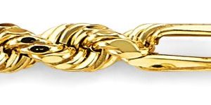 26" 5.0 mm Hollow Figaro Rope Chain in 14K Yellow Gold