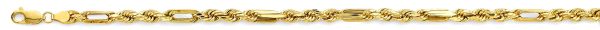 22" 4.0 mm Hollow Figaro Rope Chain in 14K Yellow Gold