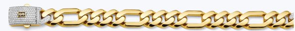 Men's 26" 11.5 mm Monaco Figaro 3+1 Chain with Lab Diamonds Lock in 14K Yellow Gold