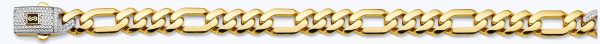 22" 9.5 mm Monaco Figaro 3+1 with Lab Diamonds Lock Chain in 14K Yellow Gold