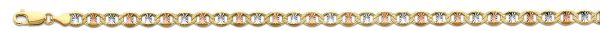 7.5" 5.4 mm Flat Mariner Star Bracelet in 14K Yellow , Rose & White Gold