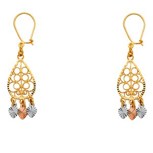 Chandelier Hanging Earrings in 14K Yellow, White & Rose Gold