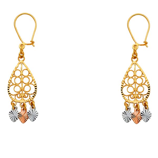 Chandelier Hanging Earrings in 14K Yellow, White & Rose Gold