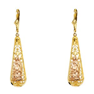 Guadalupe Tear Drop Dangle Earrings in 14K Yellow & White Gold