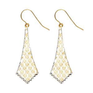 Fancy Dangling Earrings in 14K Yellow & White Gold