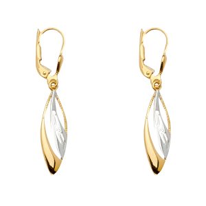 Fancy Dangling Earrings in 14K White, Yellow & Rose Gold