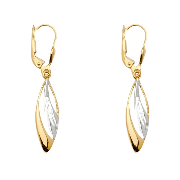 Fancy Dangling Earrings in 14K White, Yellow & Rose Gold
