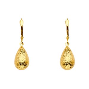 Puffed Tear Drop Earrings in 14K Yellow Gold