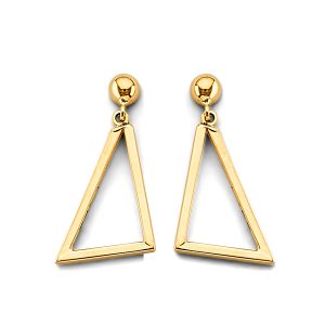 Dangling Triangle Earrings in 14K Yellow Gold