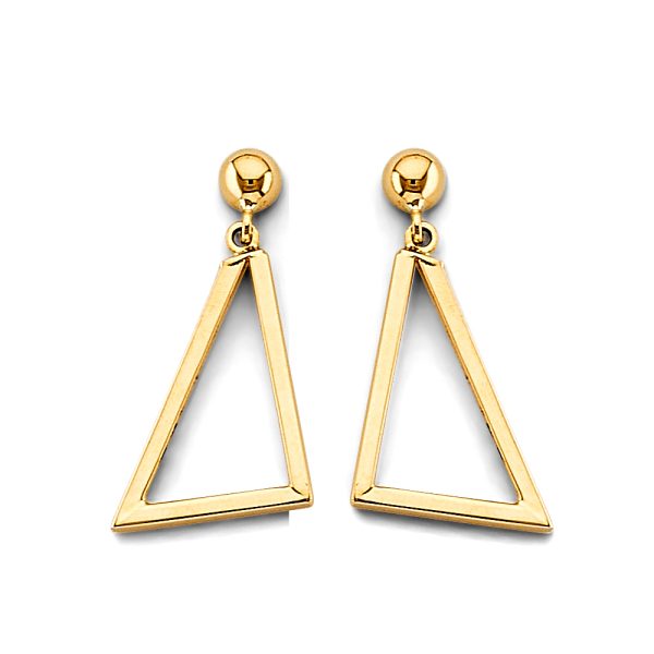 Dangling Triangle Earrings in 14K Yellow Gold