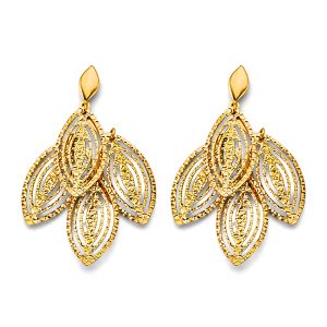 Fancy Leaf Earrings in 14K Yellow Gold