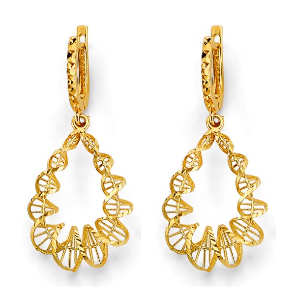 Fancy Hanging Twist Earrings in 14K Yellow Gold