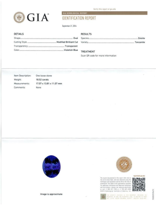 GIA 19.49 ct. Tanzanite & Diamonds Fashion Ring in 14K White Gold - Image 4
