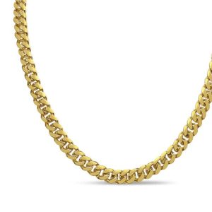Men's 24" 10.0 mm Solid Beveled Curb Chain in 14K Yellow Gold