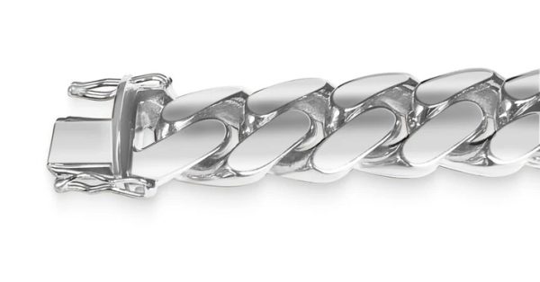 Men's 8.5" 18.0 mm Cuban Link Bracelet in 14K White Gold - Image 2