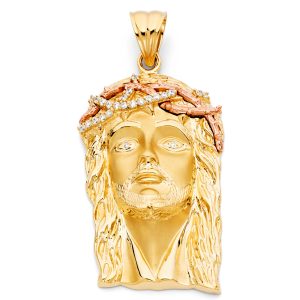Jesus Christ Head Pendant in 14K Yellow & Rose Gold