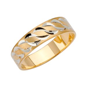 Men's 6.0 mm Designer Wedding Band in 14K Yellow & White Gold